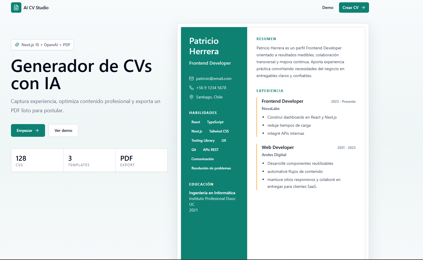 AI CV Generator screenshot